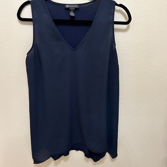 INC International Concepts Tops - Inc International Concepts Flowing handkerchief hem, sleeveless, Navy Blouse.